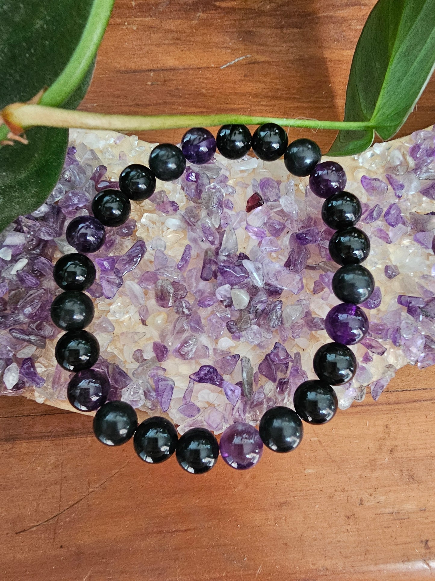 Shungite & Amethyst Bracelet - Reiki Infused