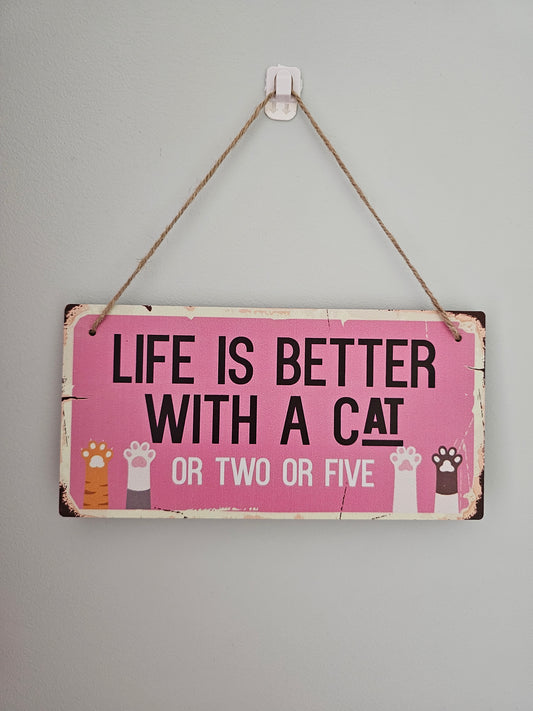 Wooden cat hanging Plaque