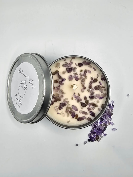 Amethyst Intention Candle Reiki Infused - Honeysuckle