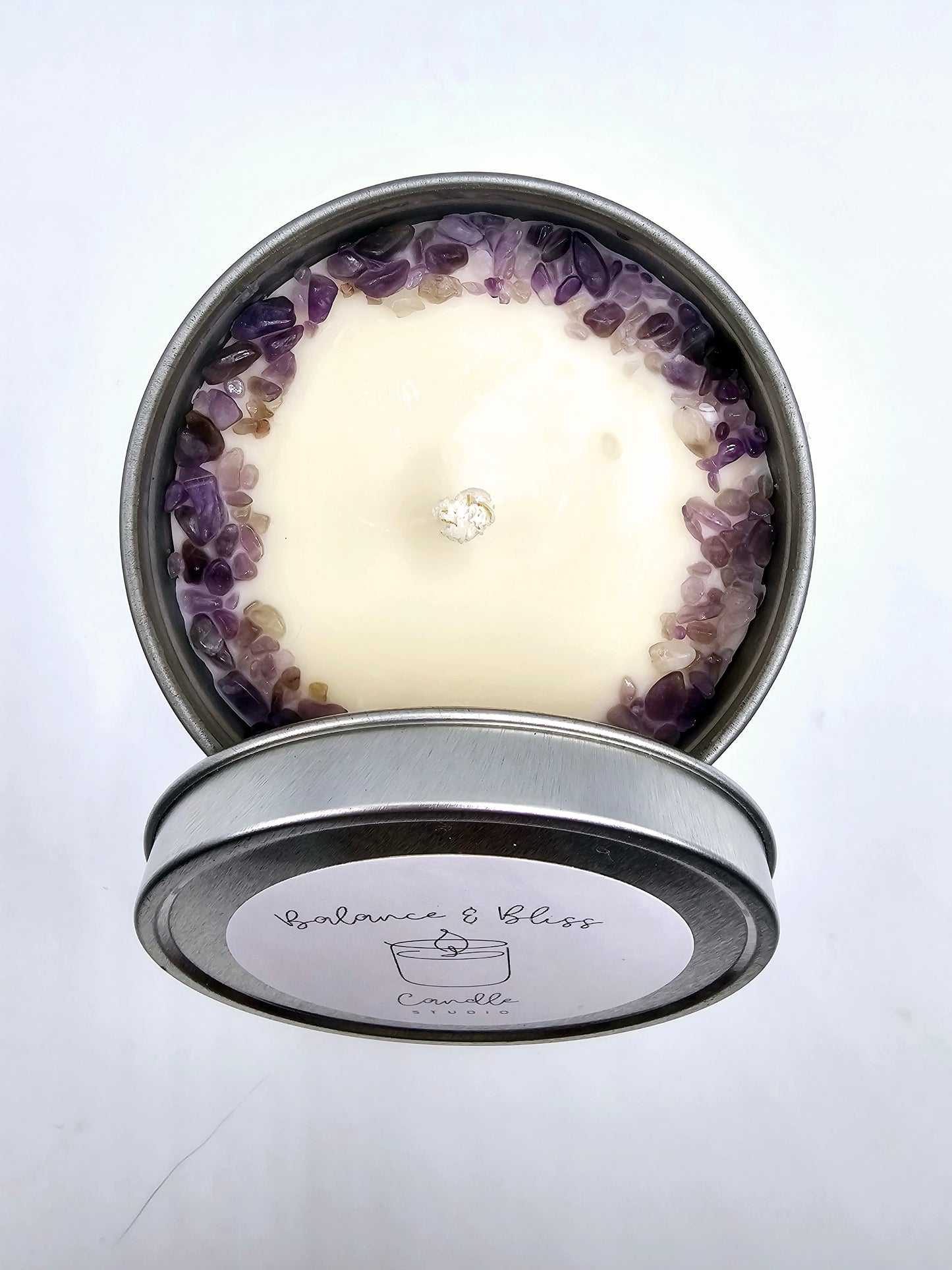 Amethyst Intention Candle Reiki Infused - Honeysuckle