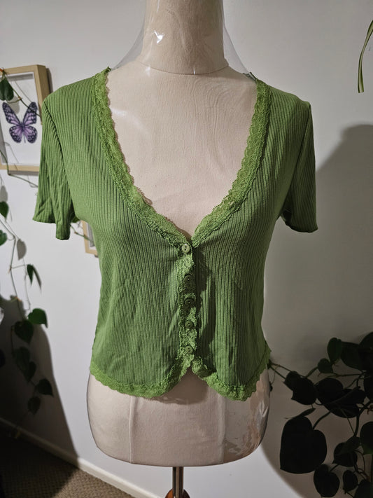 Crop Top Cardigan - Green