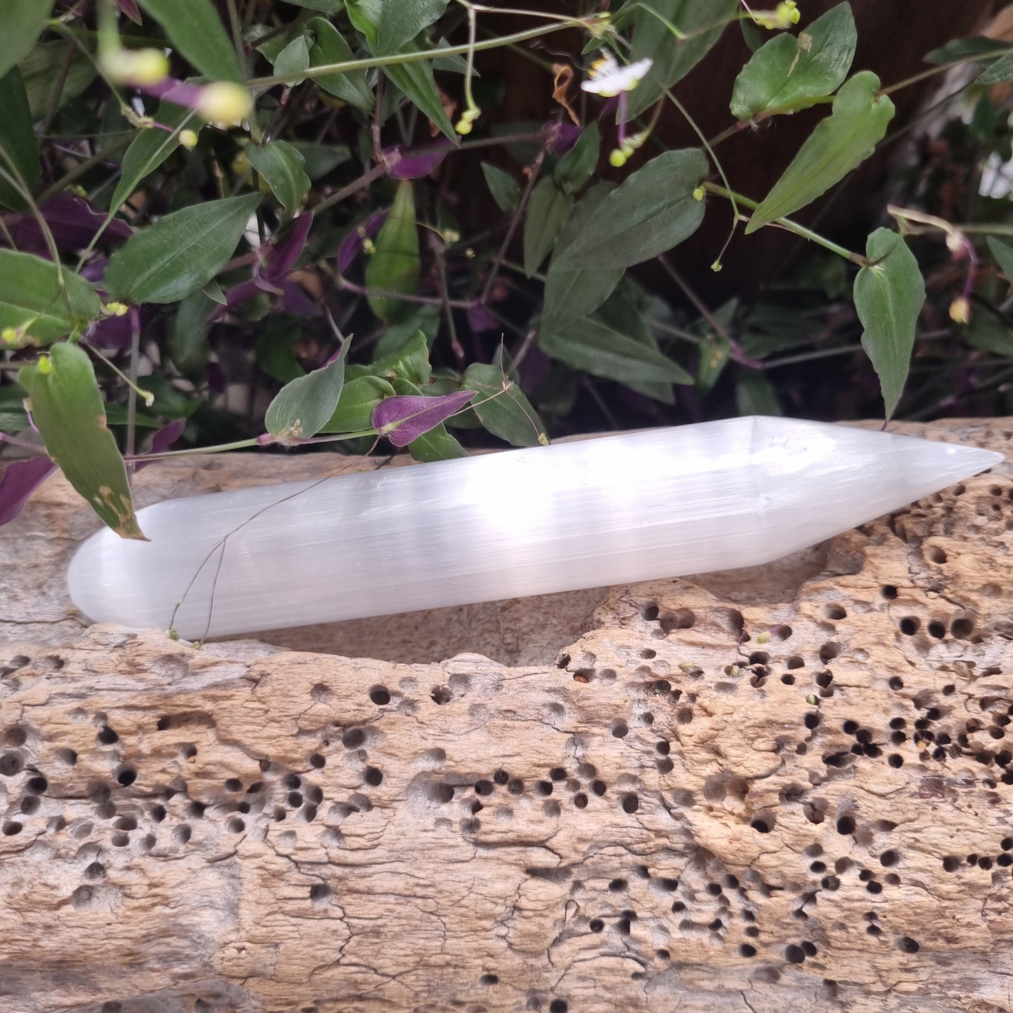 Selenite Pointed Wand - Reiki Infused