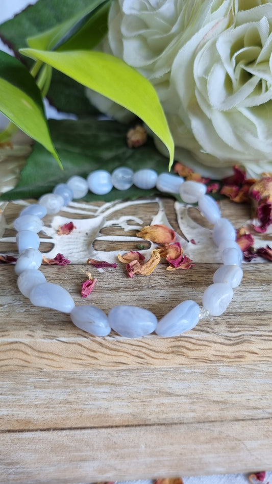 Blue Lace Agate Bracelet - Reiki Infused