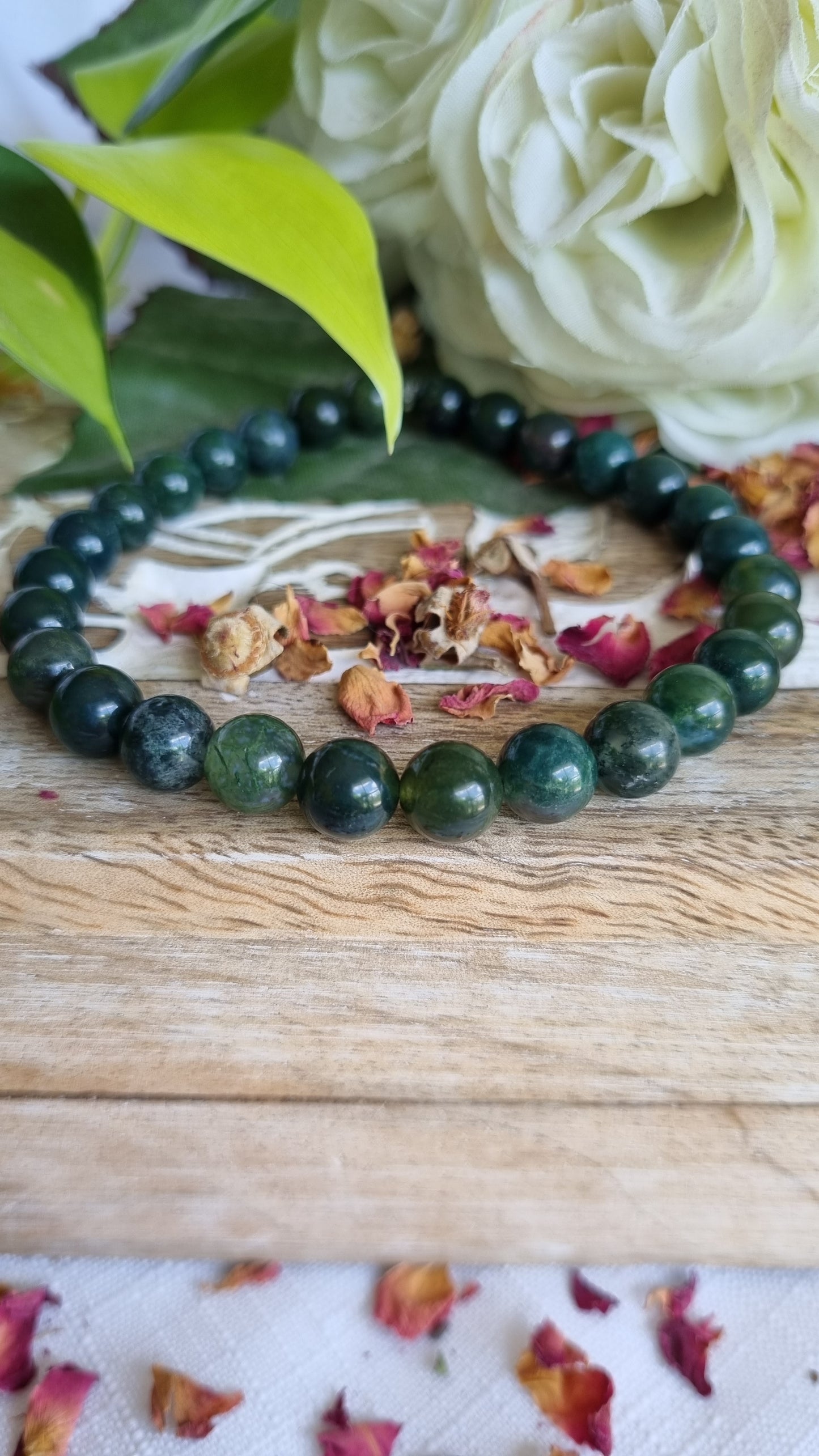 Moss Agate Anklet -Reiki Infused