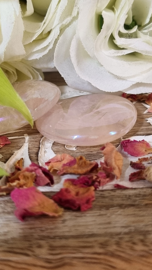 Rose Aura Palm Stone - Reiki Infused