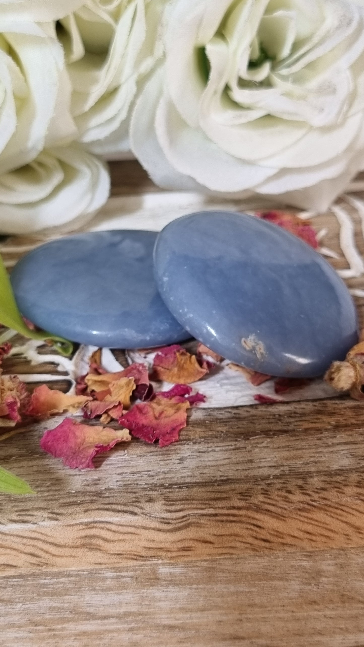 Angelite Palm Stone - Reiki Infused