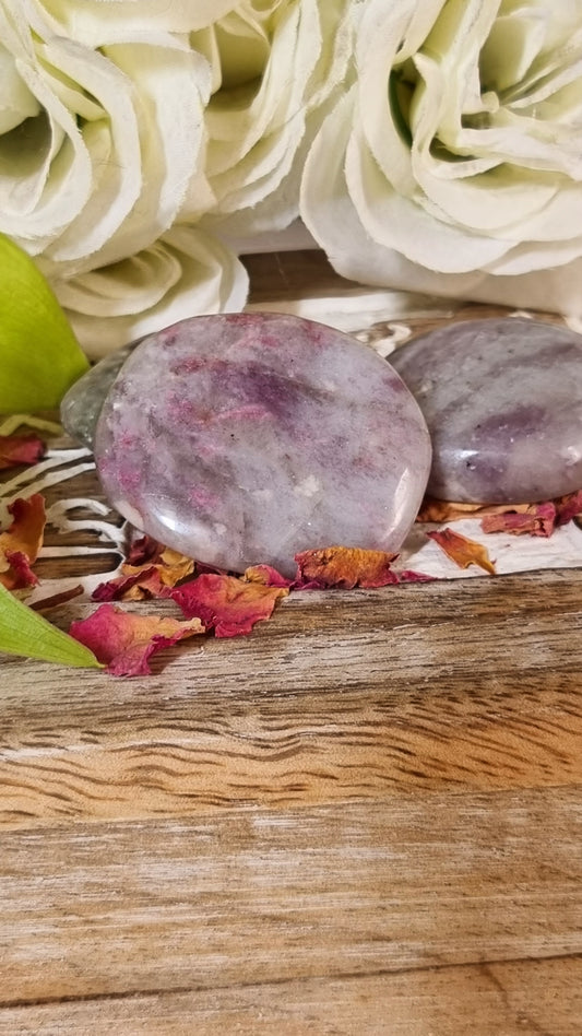 Pink Tourmaline Palm Stone - Reiki Infused