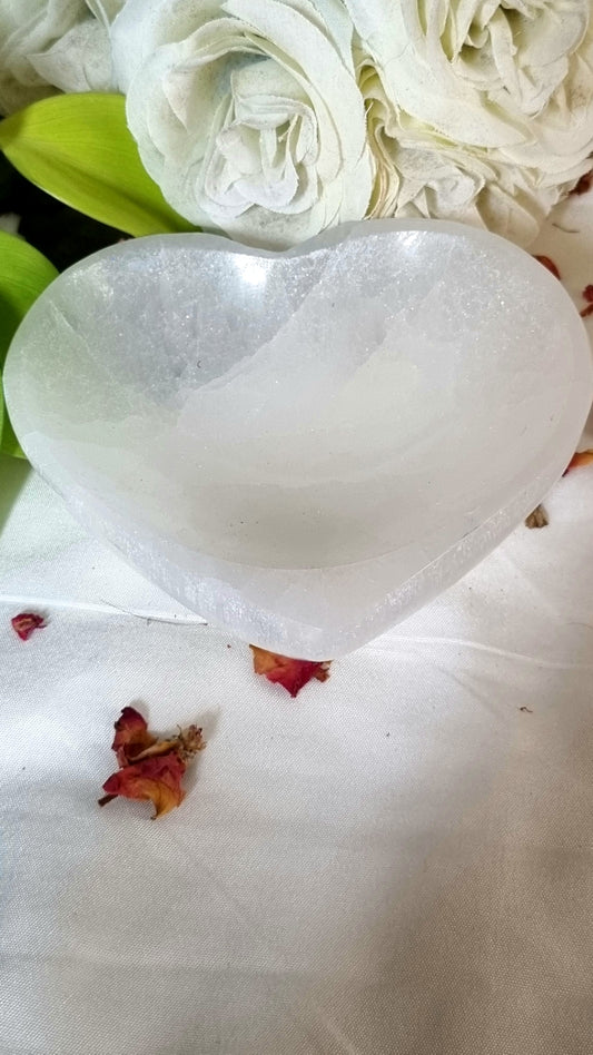 Selenite Heart Bowl - Reiki Infused