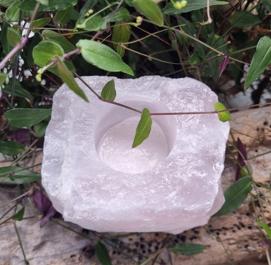 Rose Quartz Candle Holder - Reiki Infused