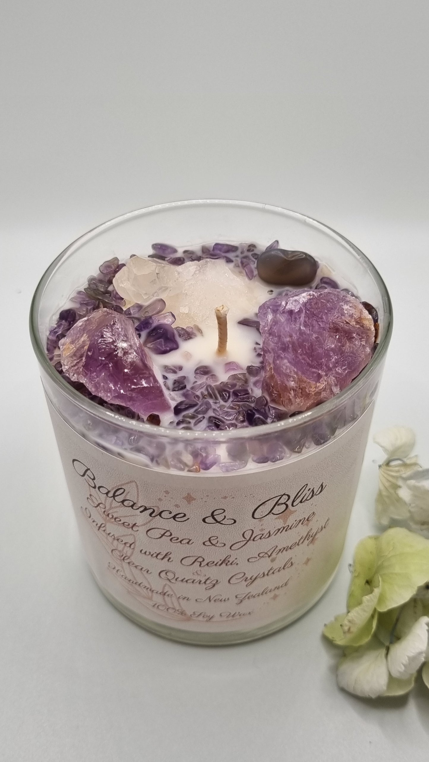 Amethyst & Reiki Infused Intention Candle - French Pear