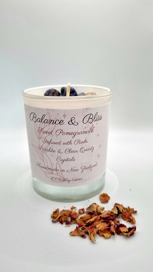 Sodalite, Clear Quartz Geode & Reiki Infused Intention Candle - Sweet Pomegranate