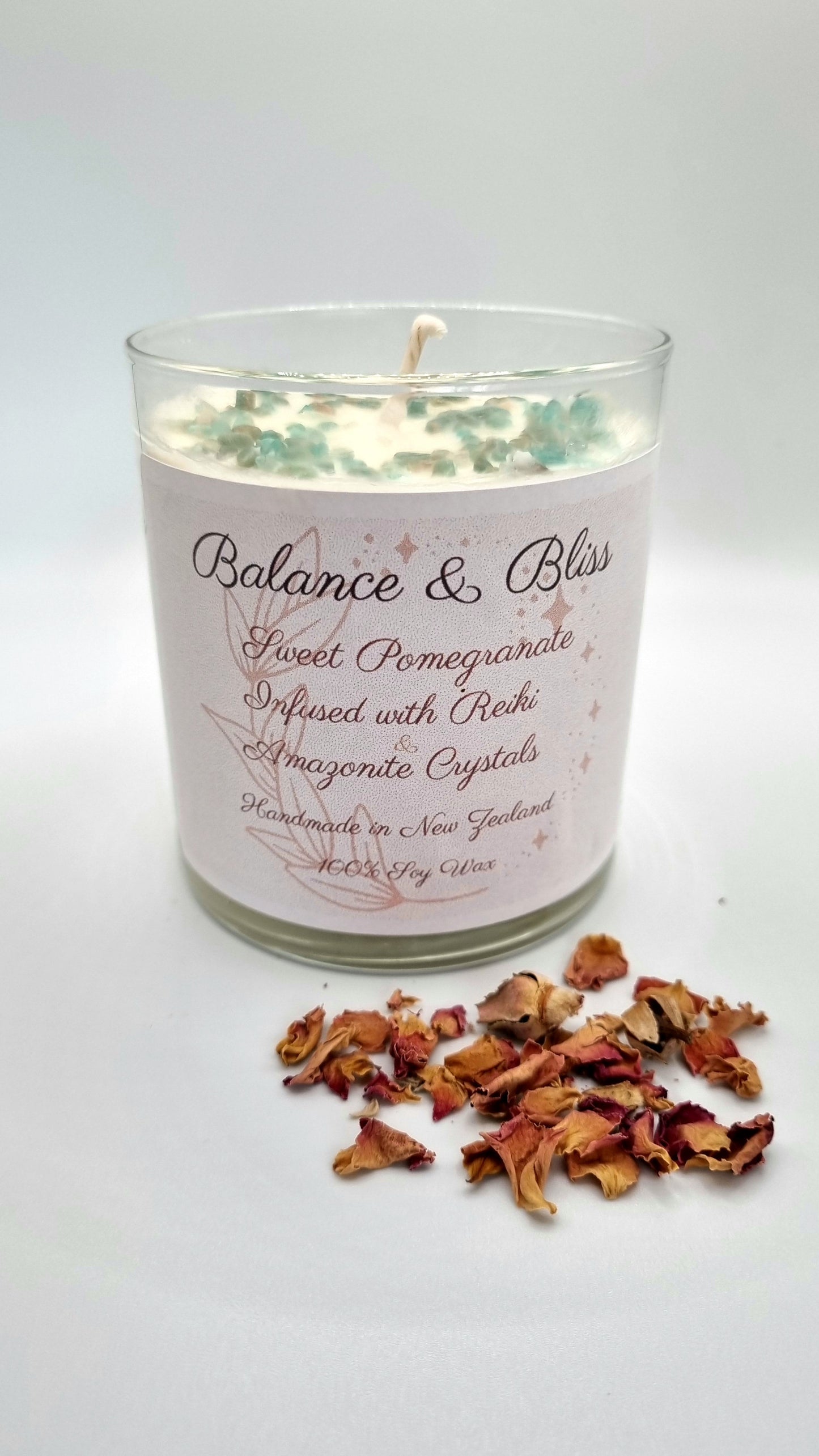 Amazonite & Reiki Infused Intention Candle - Sweet Pomegranate