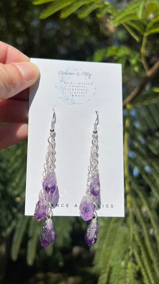 Amethyst Earrings - Reiki Infused