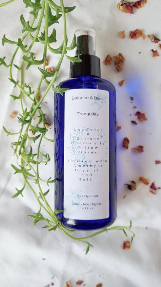 Tranquility Hydrosol Pillow Spray Infused With Amethyst & Reiki