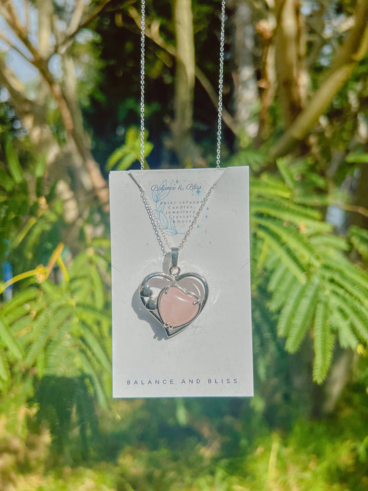 Rose Quartz Heart Necklace - Reiki Infused