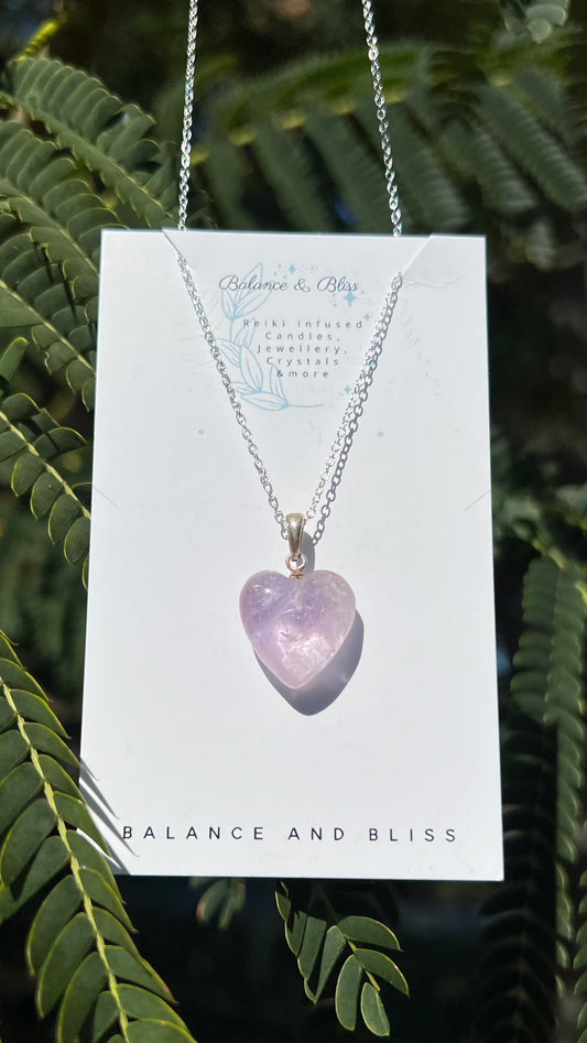 Amethyst Heart Necklace - Reiki Infused