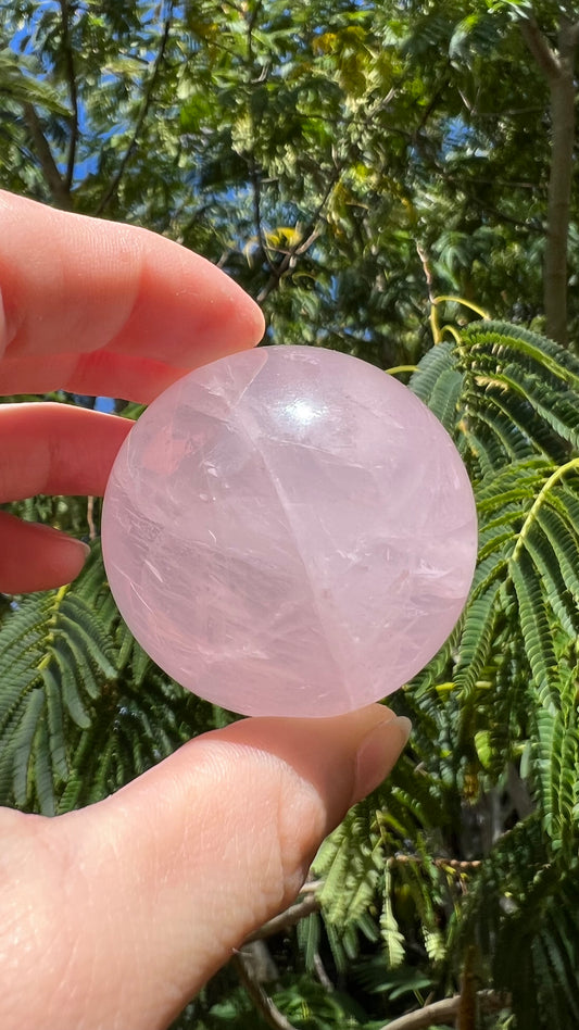 Rose Quartz Sphere On Light Stand - Reiki Infused