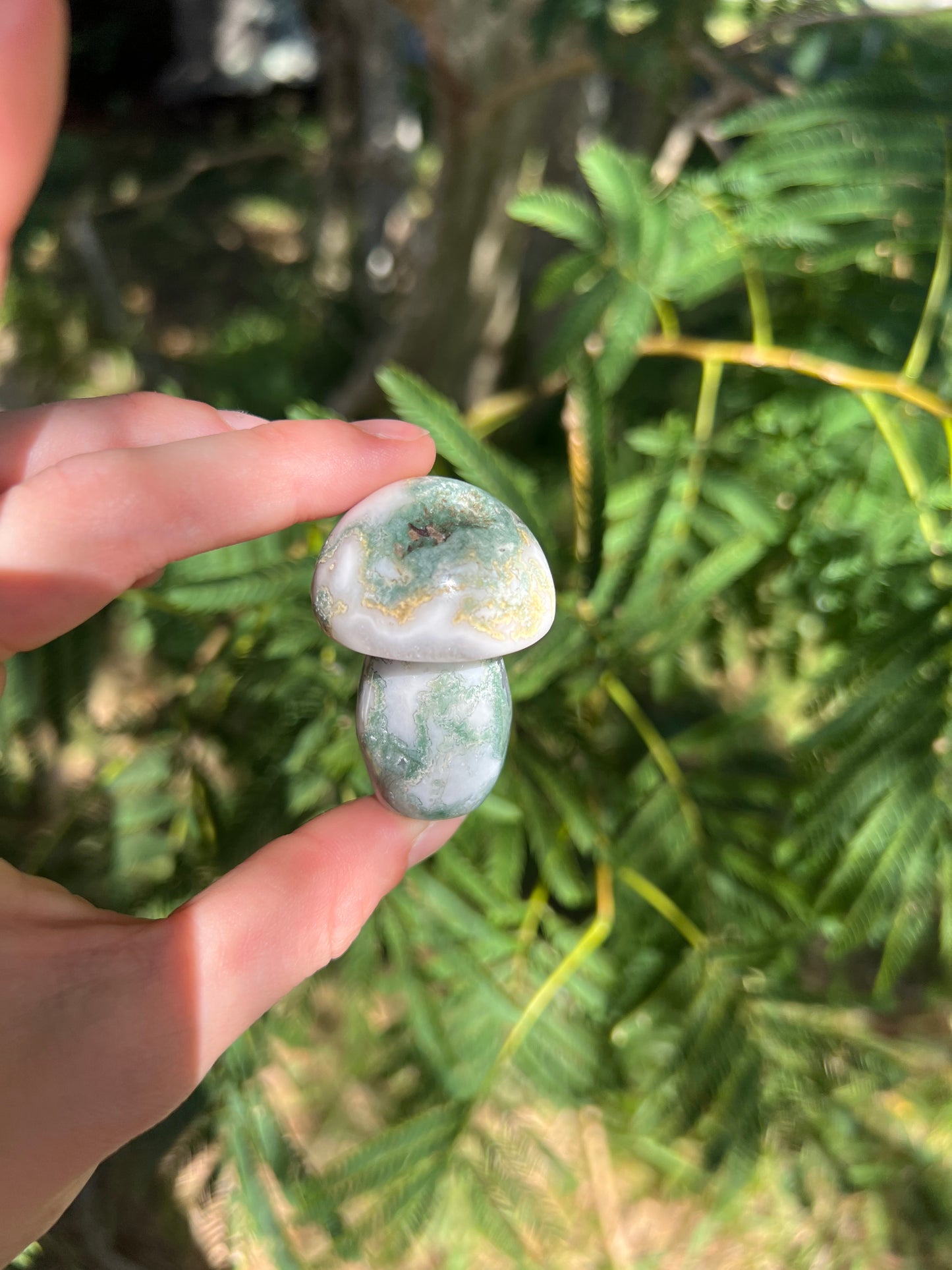 Moss Agate Mushroom - Reiki Infused