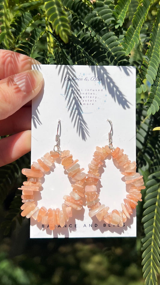 Peach Moonstone Earrings - Reiki Infused