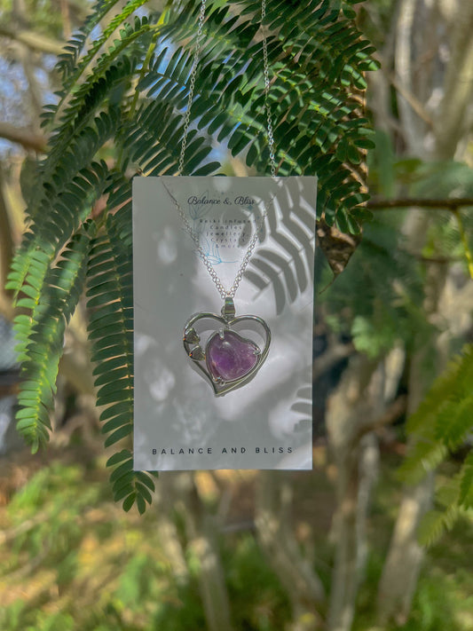 Amethyst Heart Necklace - Reiki Infused