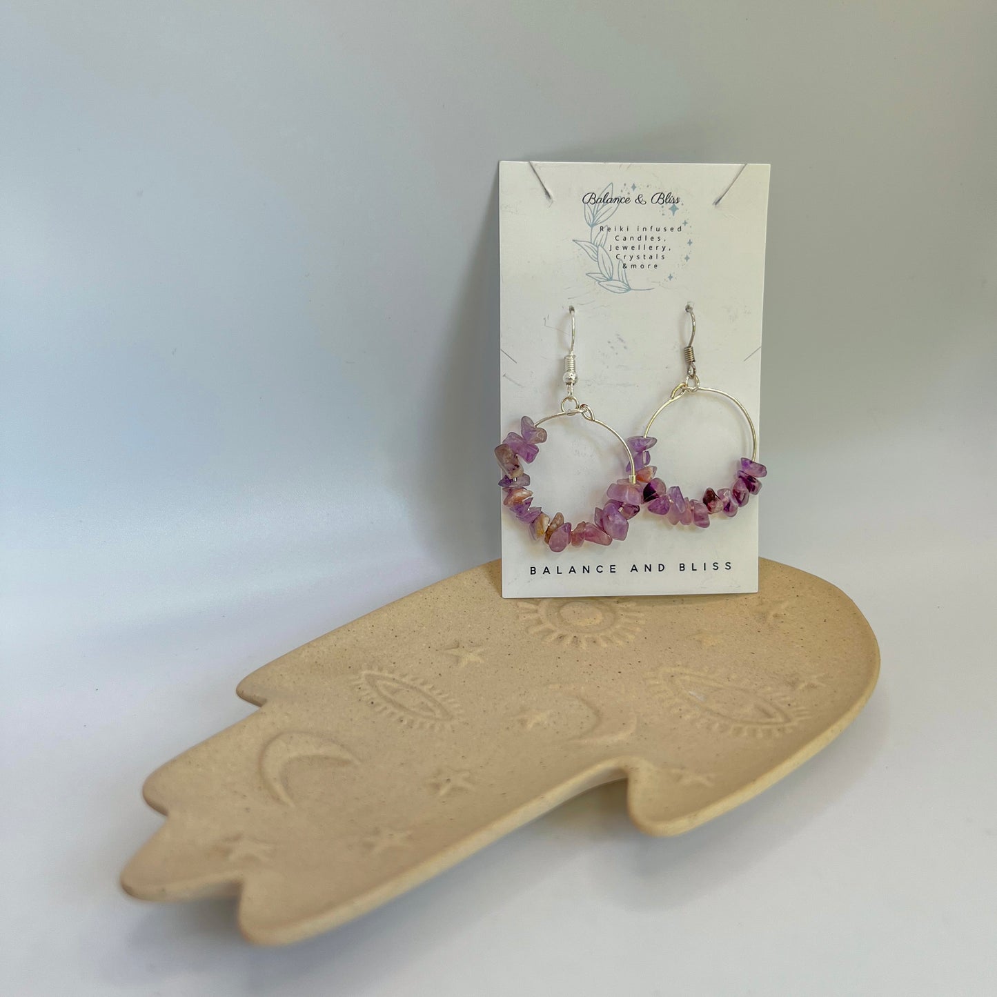 Amethyst Hoop Earrings - Reiki Infused