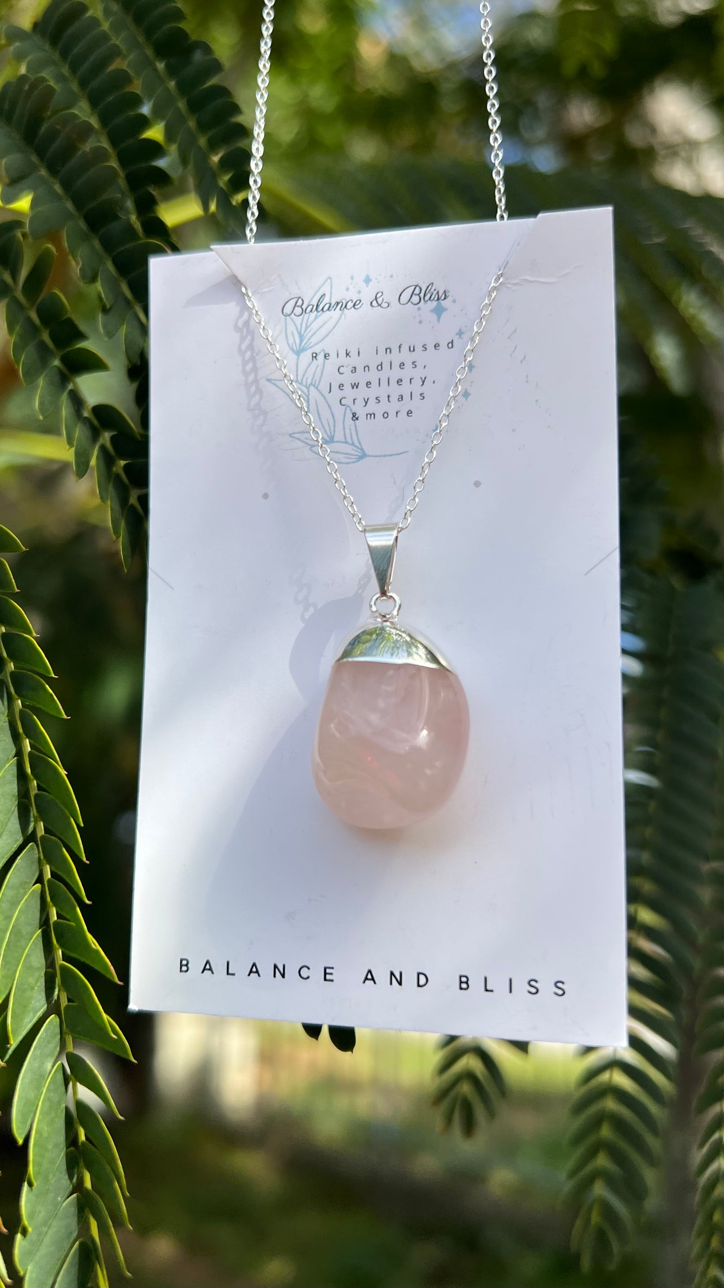 Rose quartz necklace - Reiki Infused