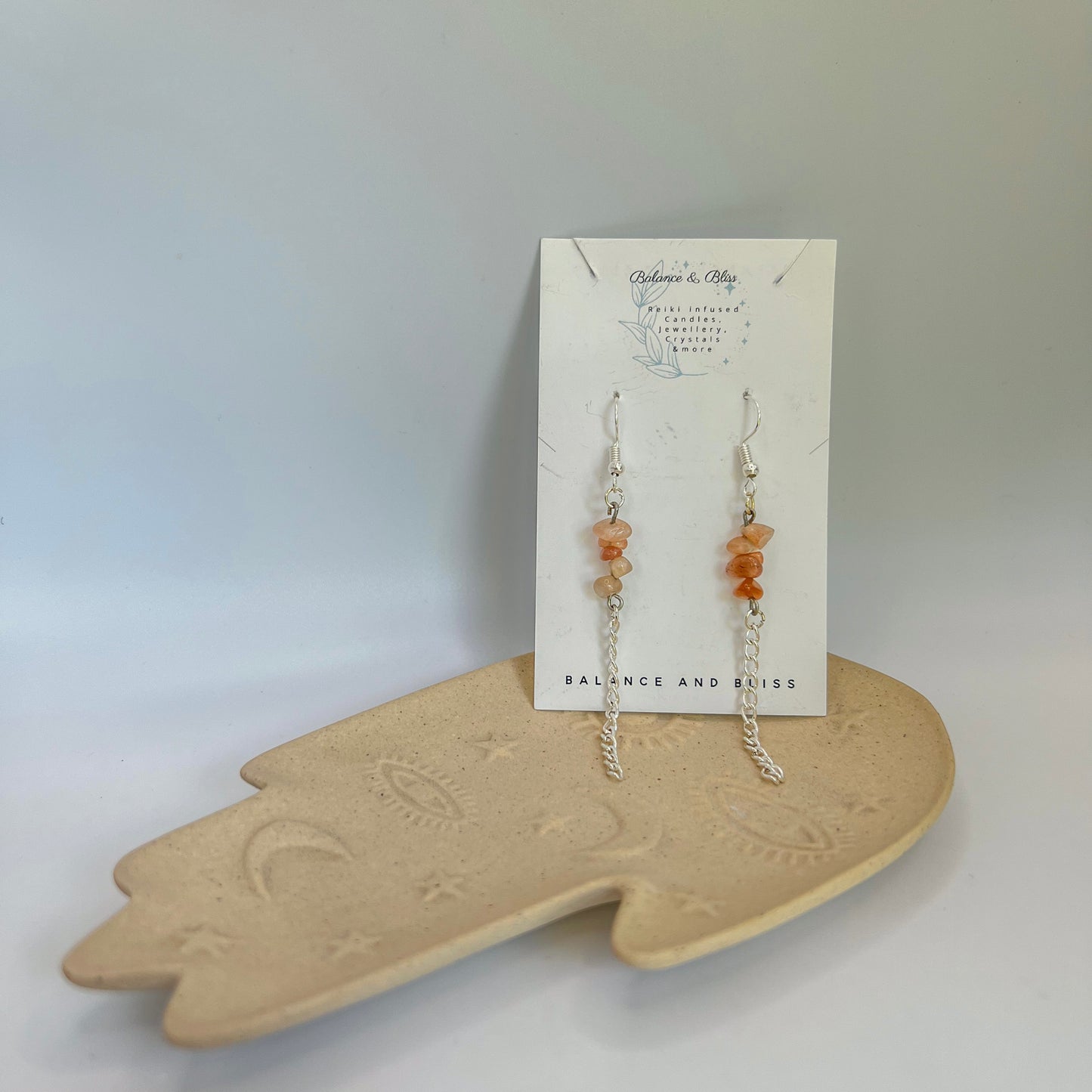 Peach Moonstone Earrings - Reiki Infused